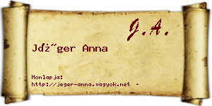 Jéger Anna névjegykártya