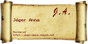 Jéger Anna névjegykártya
